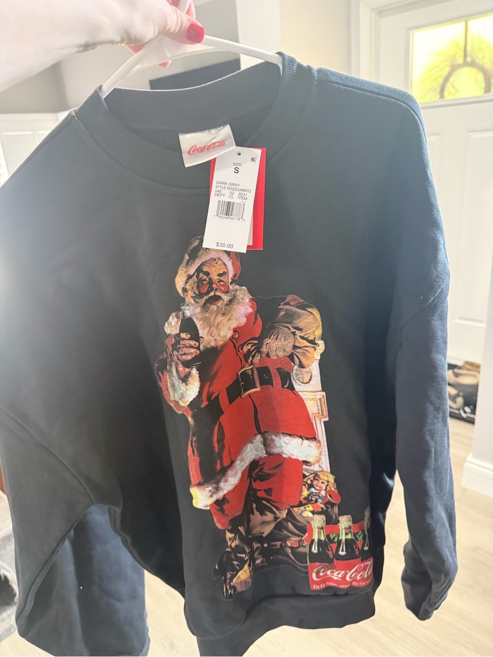Coca-Cola Dark Gray Santa Graphic Crewneck